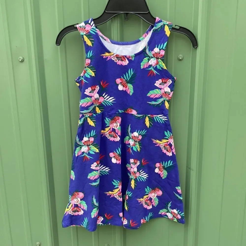 LITTLE GIRLS COTTON Tropical Print & Pink Pullover Dress Lot Size 6X
